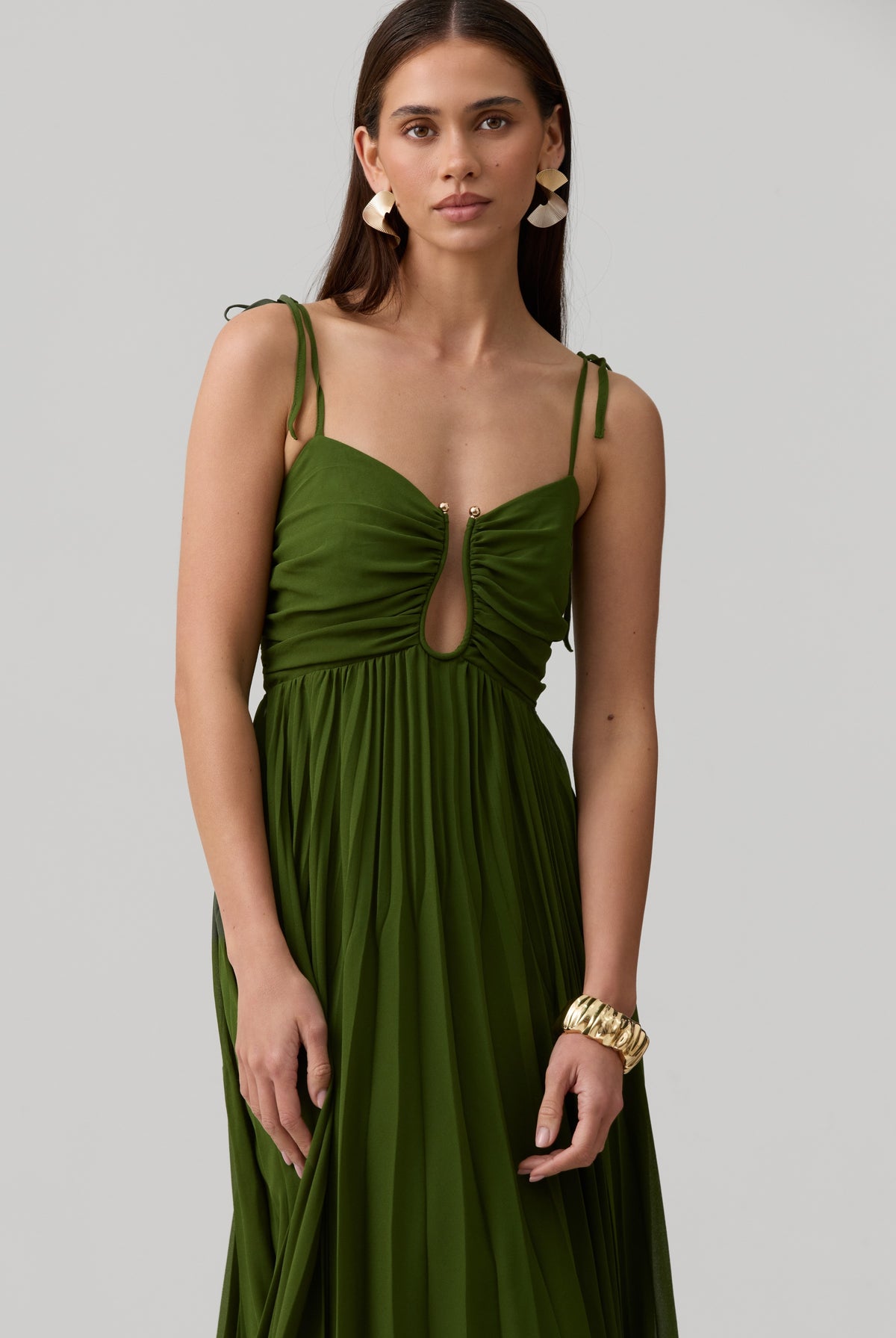 Lina Dress-Olive Green - image 4