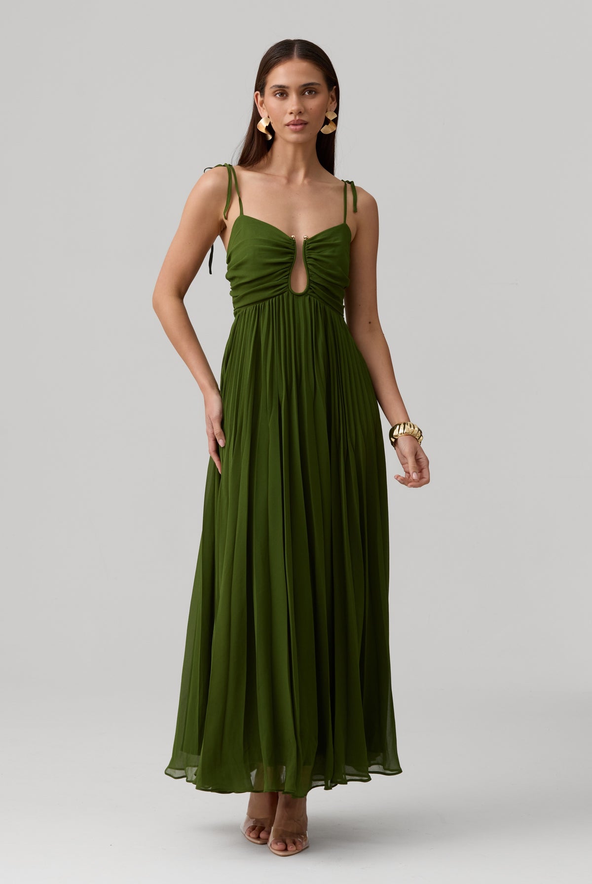 Lina Dress-Olive Green - image 9