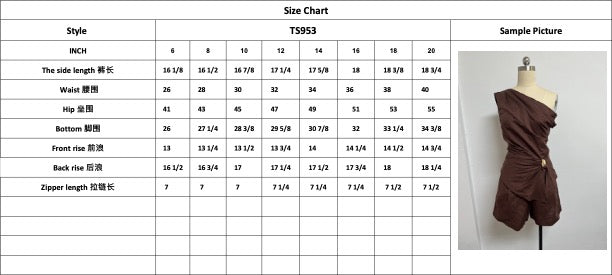 Myra Shorts-Brown size chart