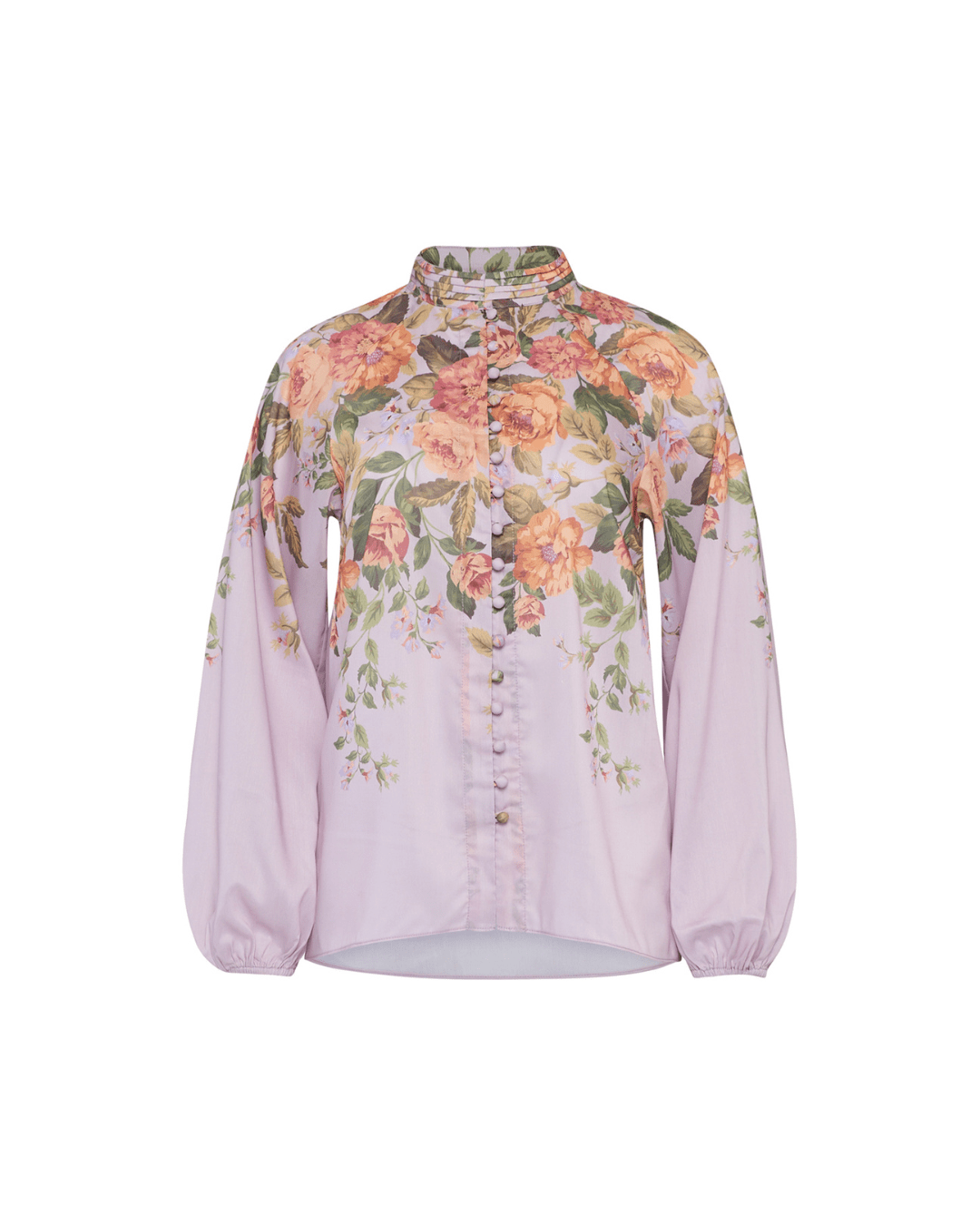 Rosa Satin Top - Purple Floral Print Rosa Satin Top - Purple Floral Print