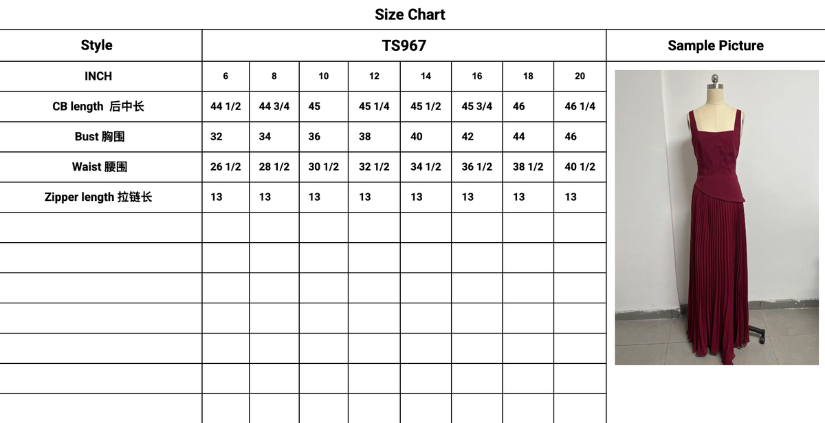 Alissa Dress-Red size chart