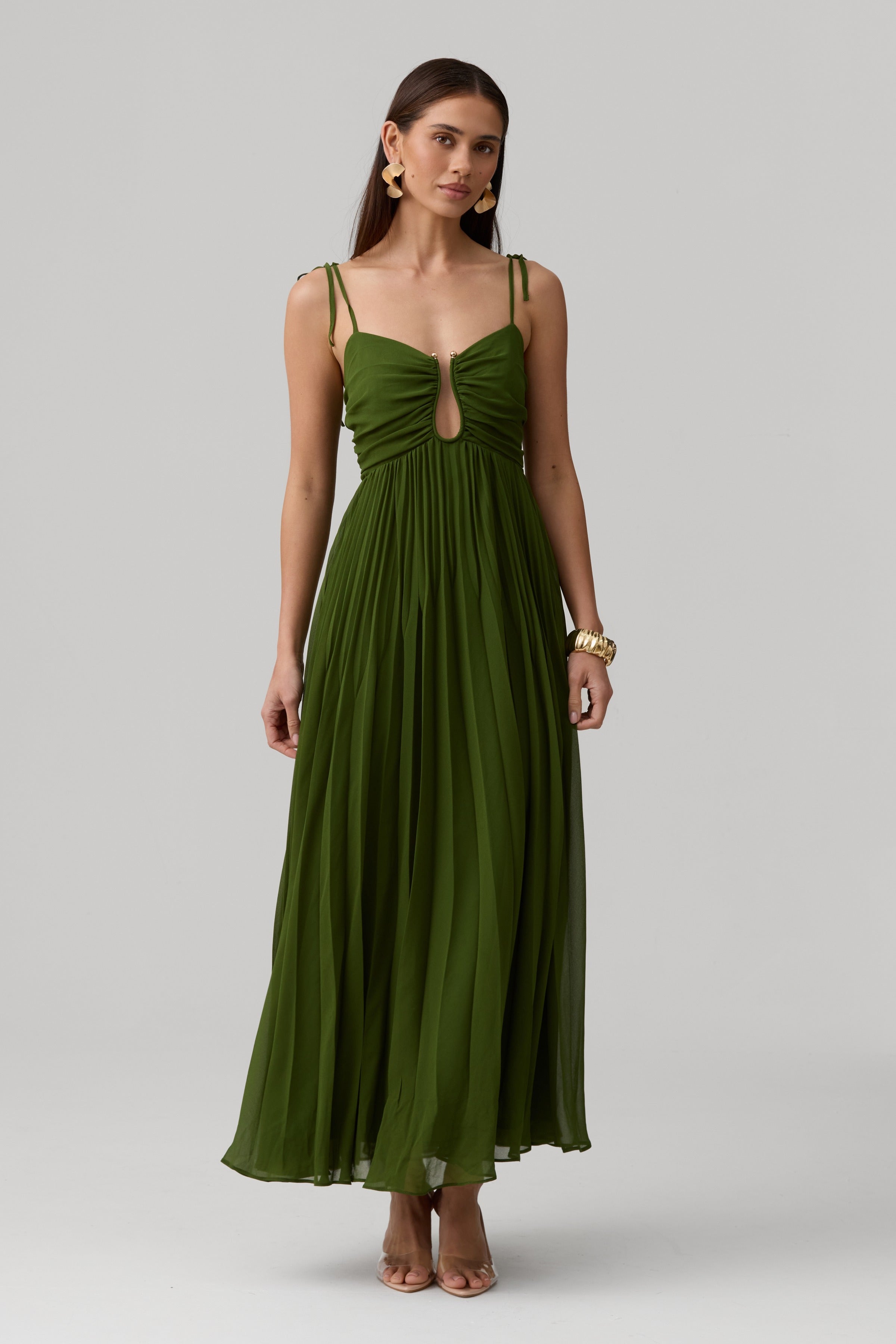 Lina Dress-Olive Green - image 2