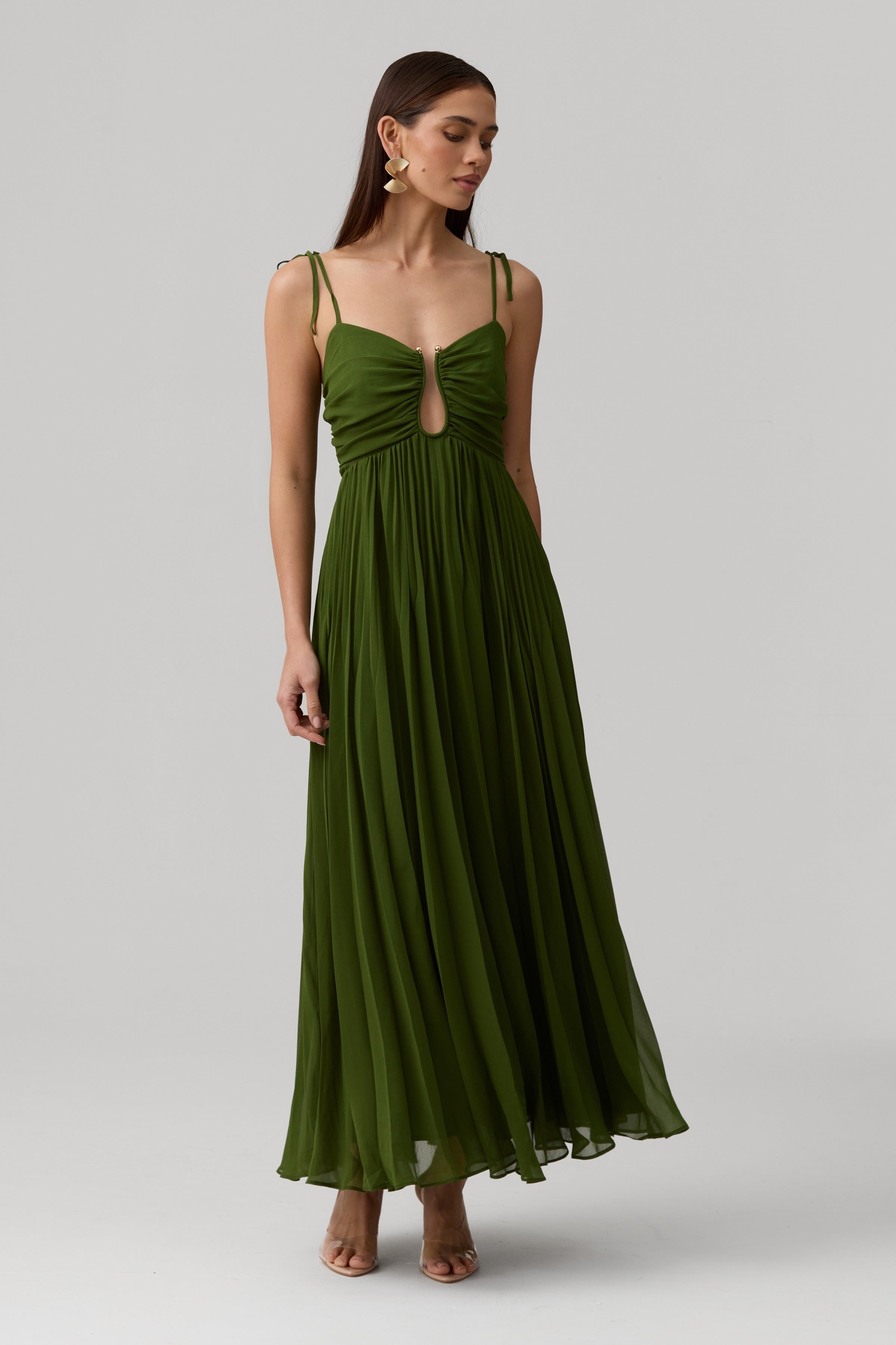 Lina Dress-Olive Green - image 3