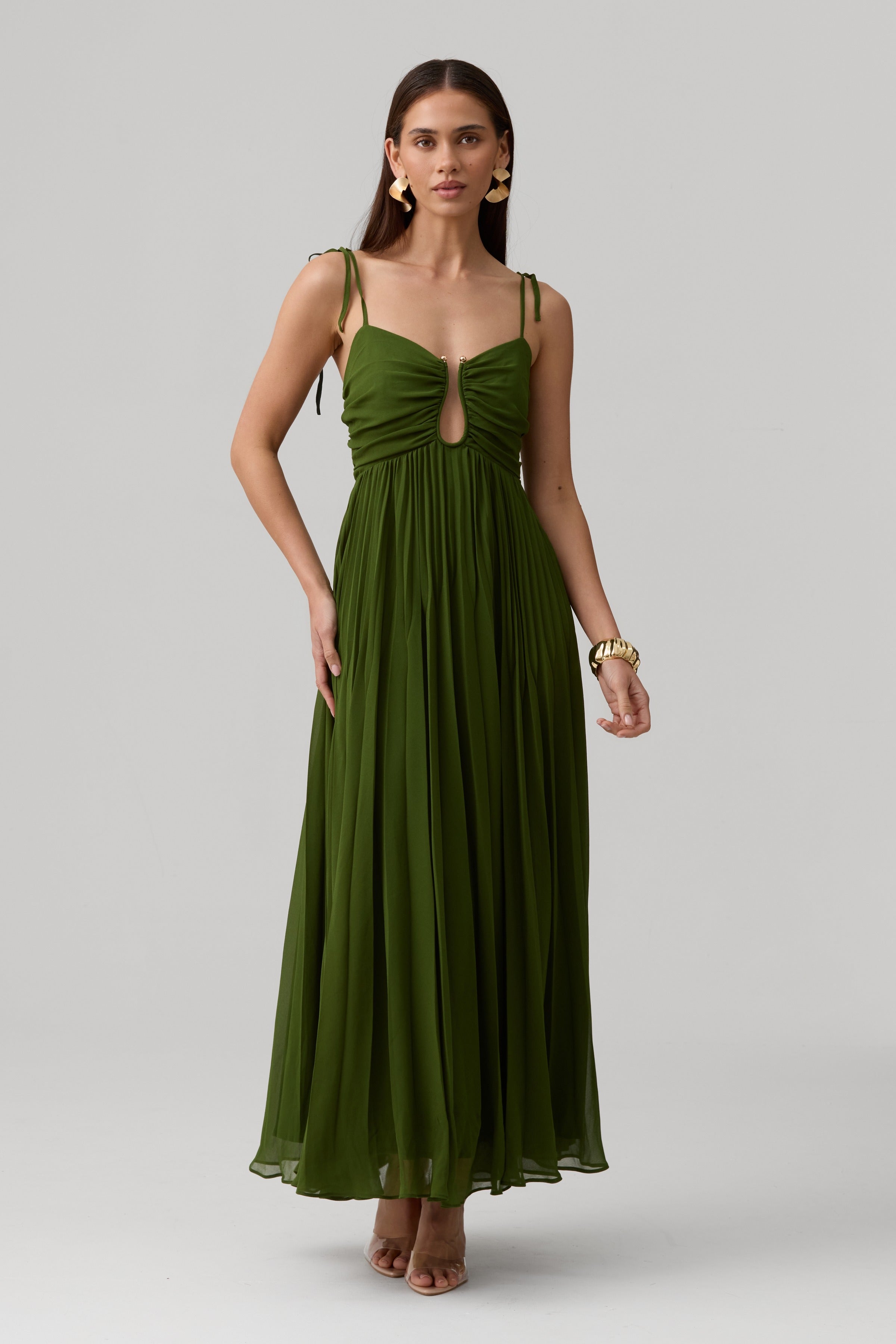 Lina Dress-Olive Green - image 9