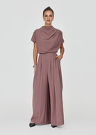 Sharee Pants Mocha Mousse – flowing wide leg pants, side view