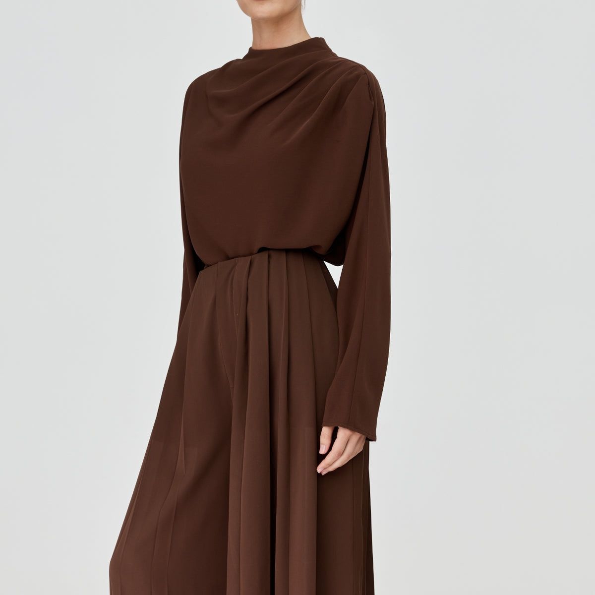 Sharmain Top – Chocolate Draped Long Sleeve Top | Sharee Set