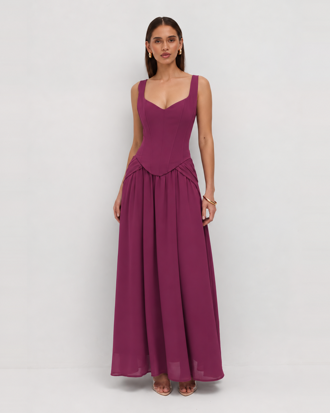 Lucia Dress Plum front view