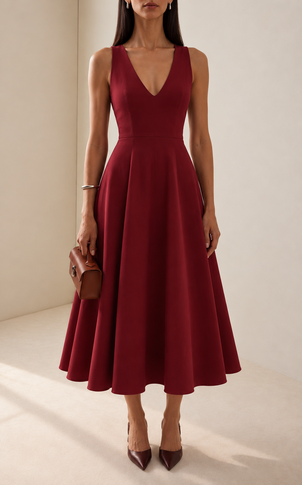 Miranda Dress in Wine – front view