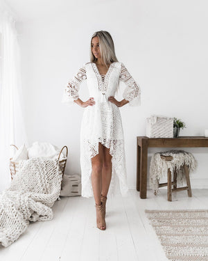 Twosisters The Label Boho High Low Dress White