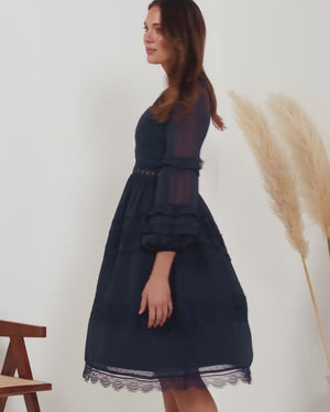 Frida Dress-Navy