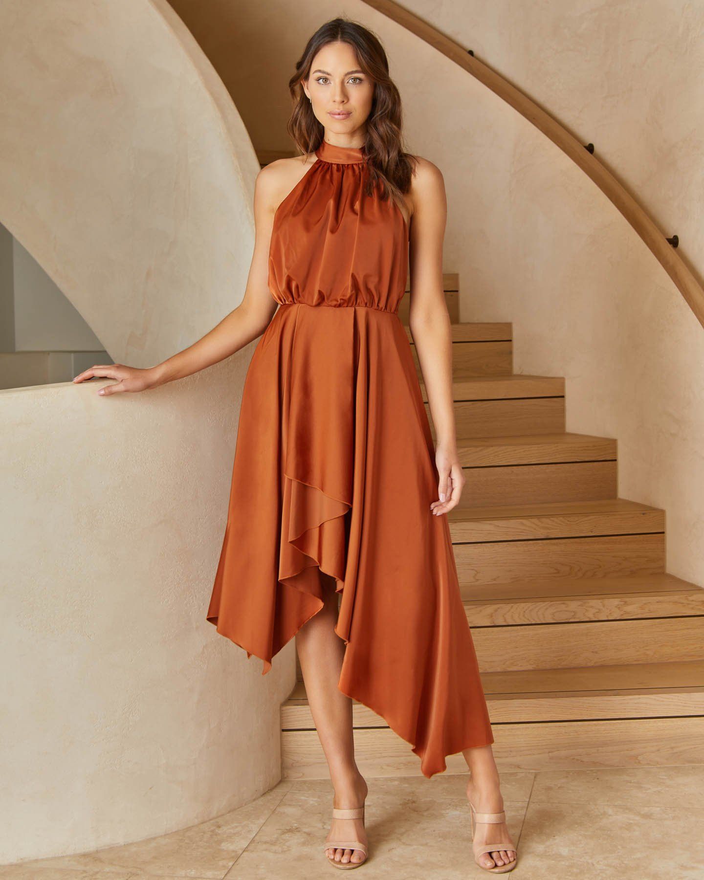 Rust shop red dress