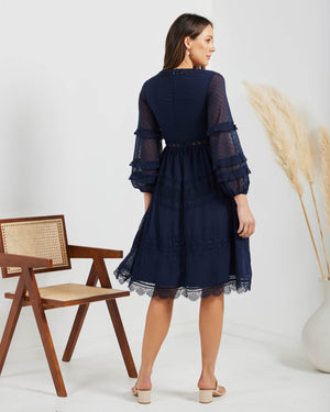 Frida Dress-Navy