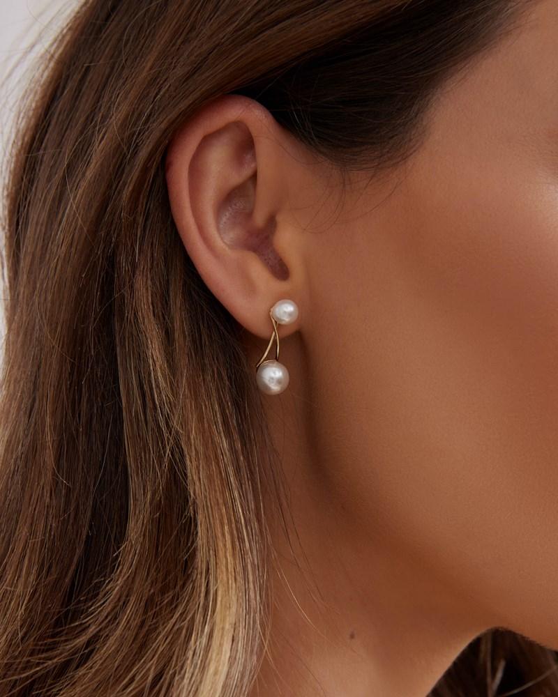 Double pearl cheap drop earrings