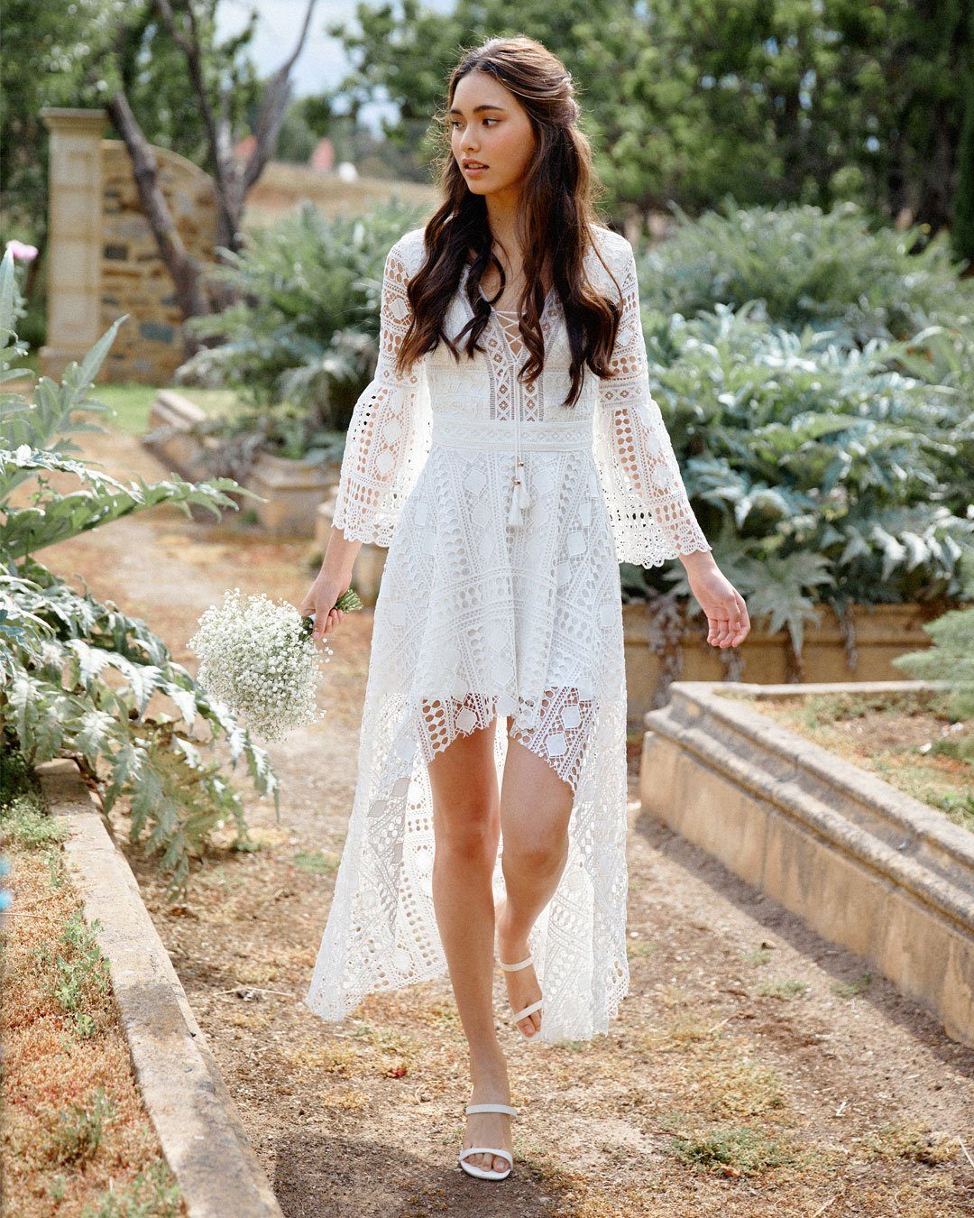 Boho High Low Dress - White - Twosisters The Label