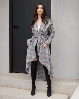 Twosisters The Label Meryl High Low Coat Checkered