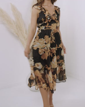 Carmela Dress-Black Floral